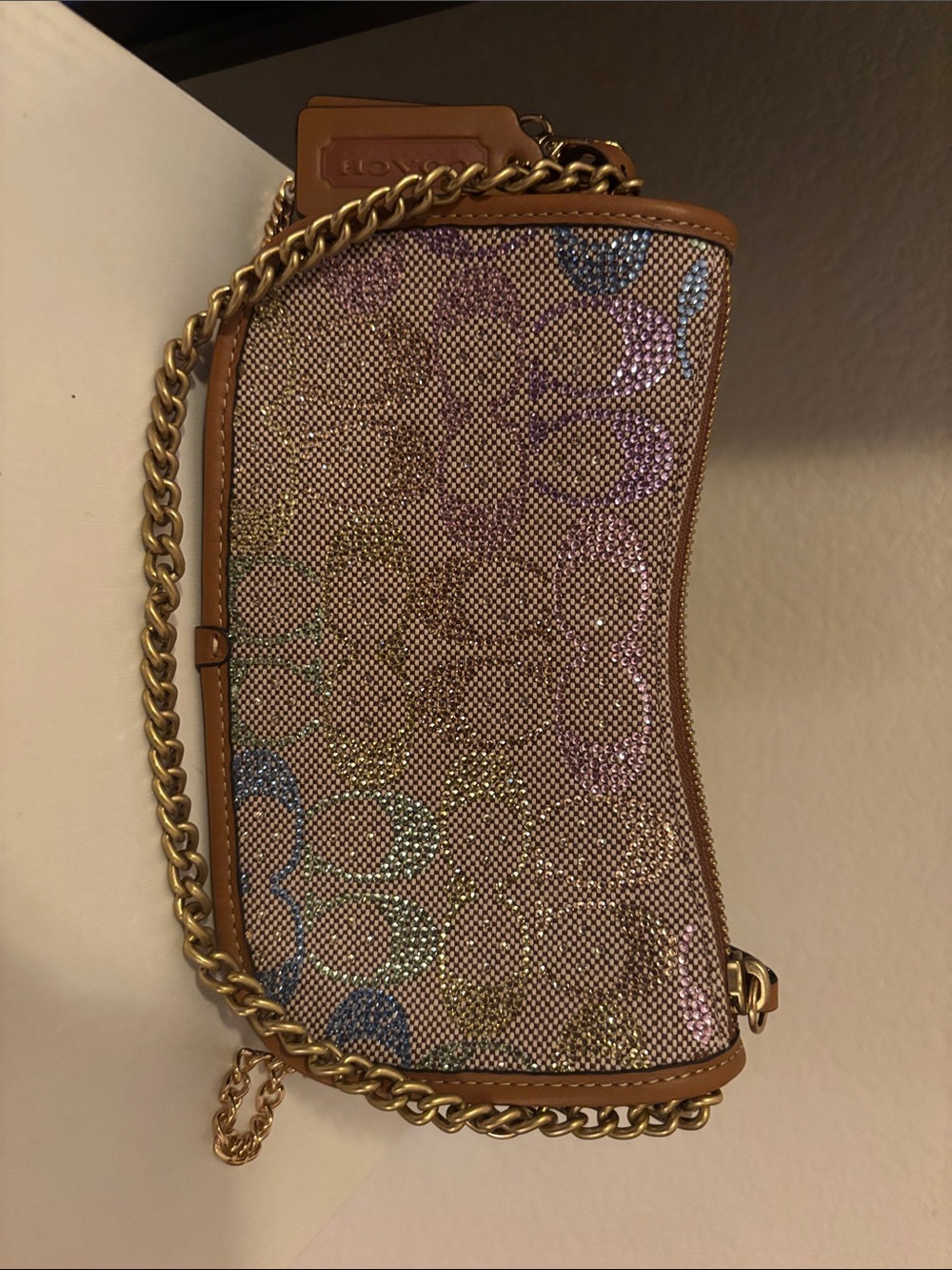 Coach Multicolor Signature Canvas Crossbody Pouch in Pastel Hues